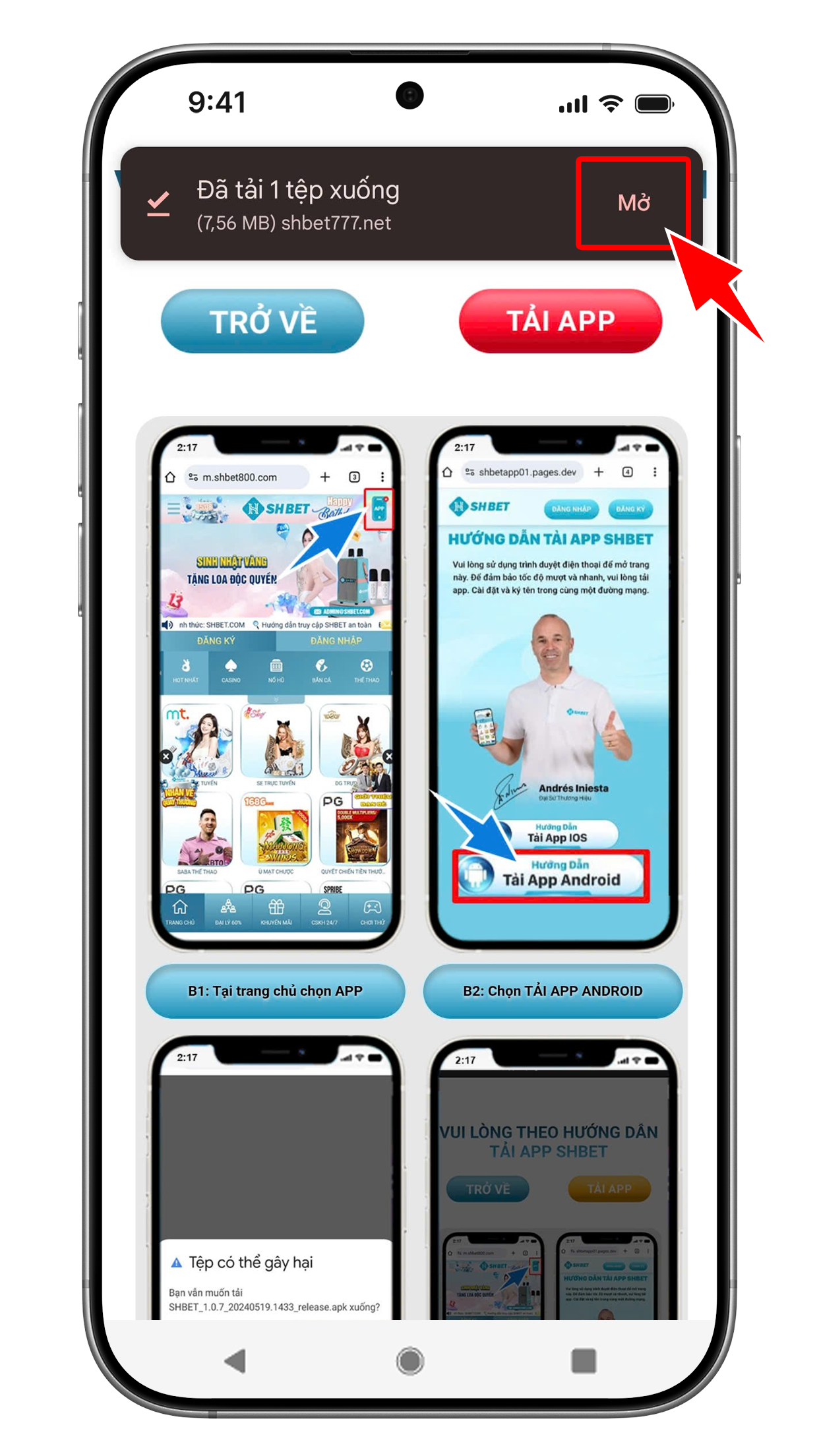 SHBET - Hướng dẫn tải app trên điện thoại di động